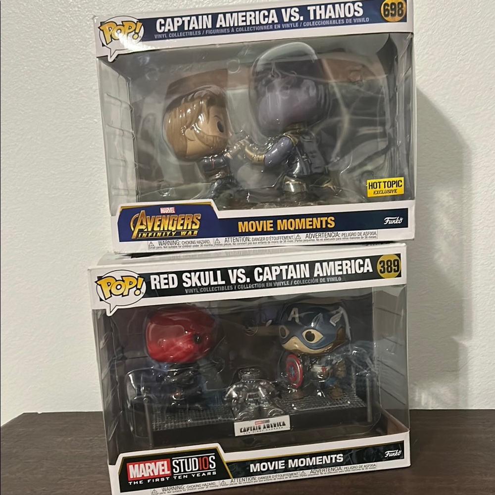 Red Skull VS. Captain America and Captain America VS. Thanos Movie Moments Sets